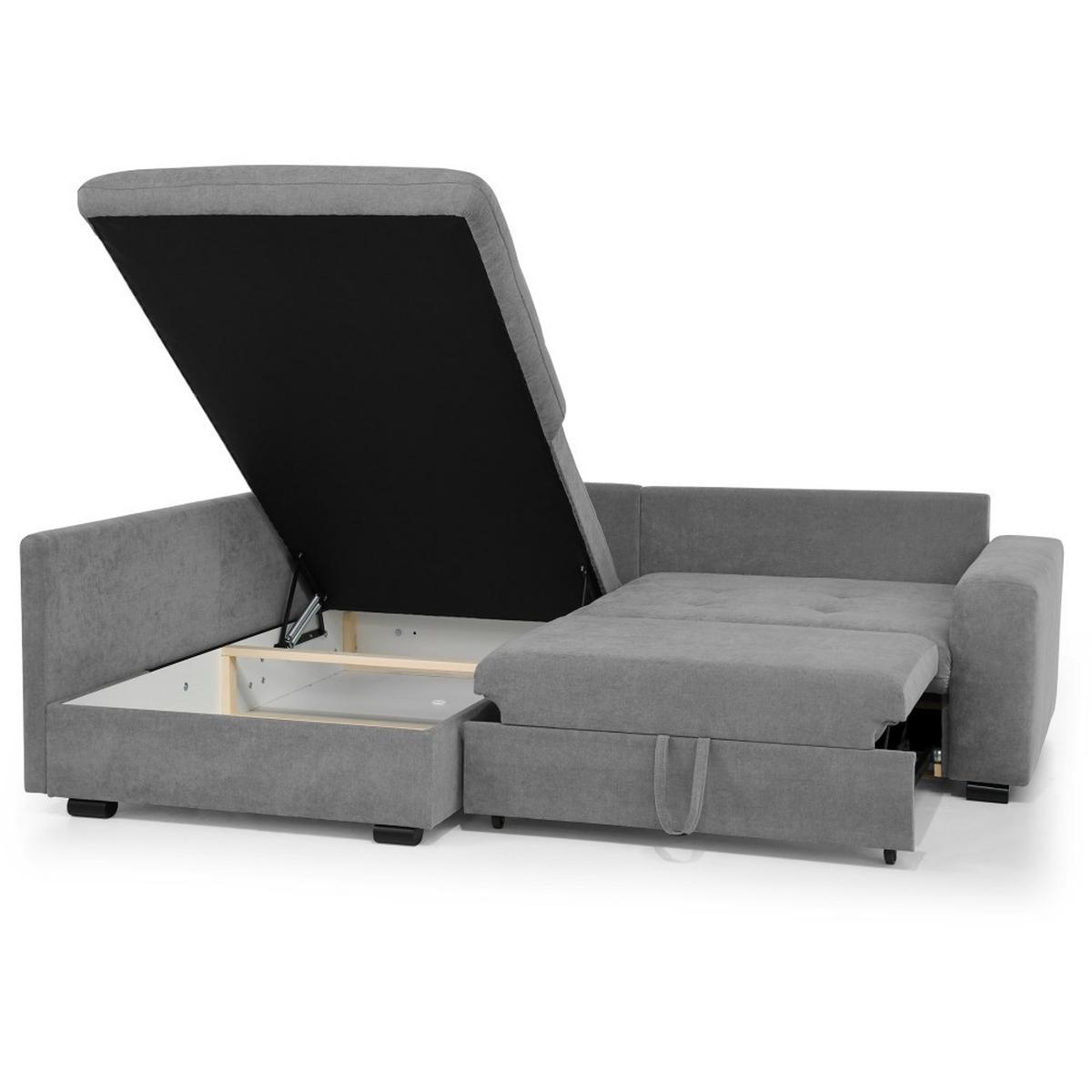 ECKSCHLAFSOFA Ramo mit Bettkasten, Topper gratis, Grau, links - Schwarz/Grau, Textil (190/229cm) - Beautysofa