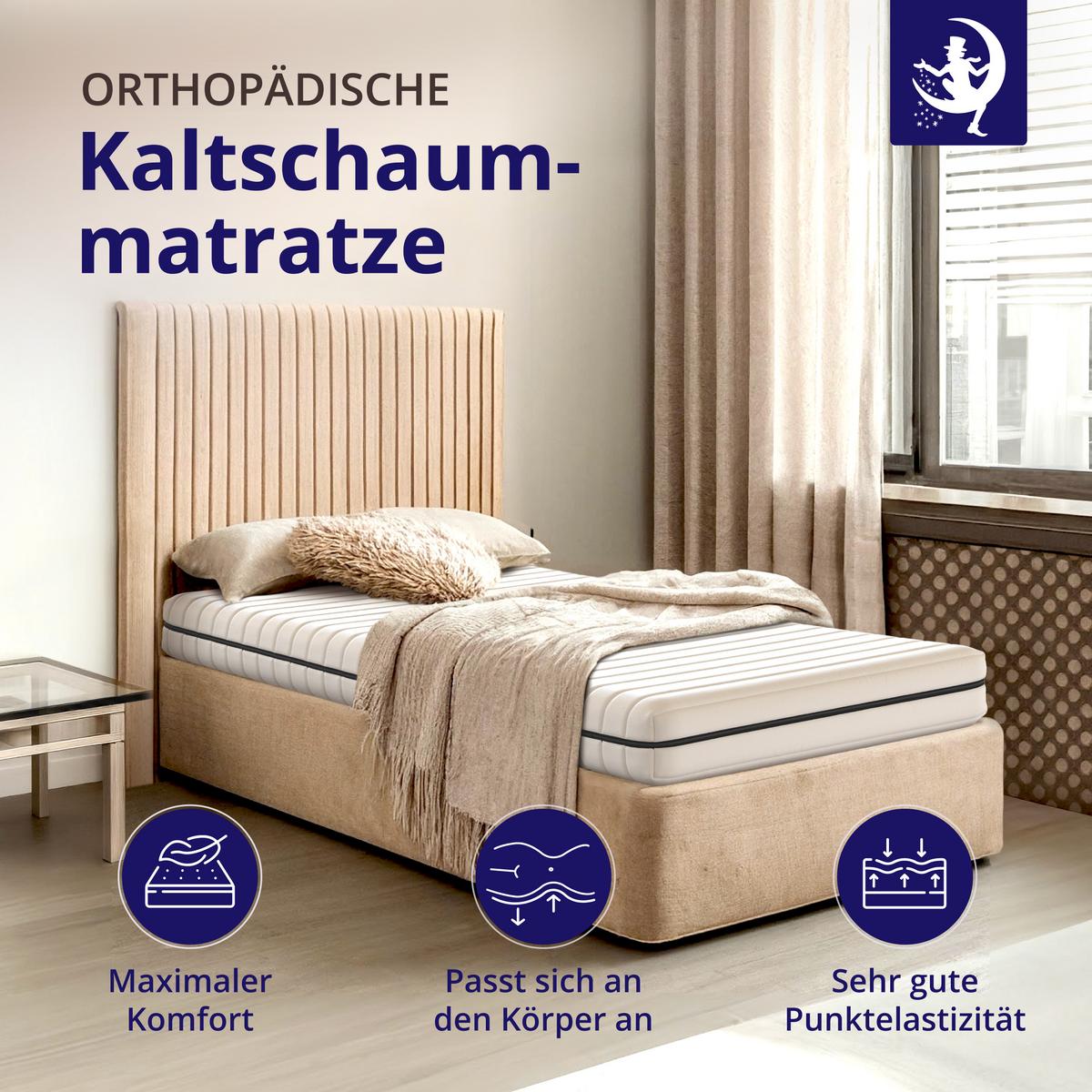 MATRATZE 80x190 H2 H3 Wendematratze - 15cm Höhe - 7-Zonen Kaltschaummatratze - waschbarer Bezug - Weiß, Textil (80/190cm) - Mister Sandman