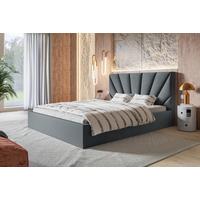 BETT 140x200 - Polsterbett mit Bettkasten und Holzrahmen - Modern Betten - Glatter Kronos-Stoff - Kollektion Denver, Dunkelgrau - Dunkelgrau, Holz/Textil (140/200cm) - Alpi-Möbel