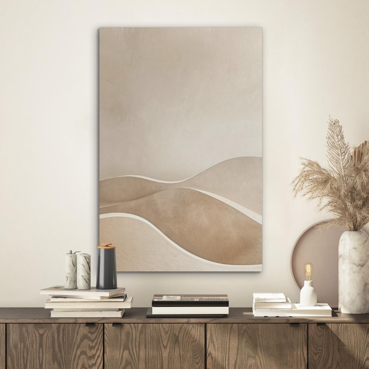 AKUSTIKBILD Beige - Natur - Abstrakt - Modern Kunstdruck Schlafzimmer 50x70 cm - Beige, Kunststoff (50/70/0.9cm) - MuchoWow