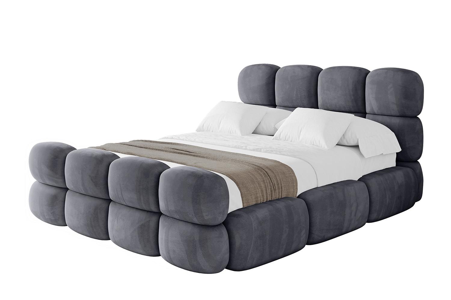 POLSTERBETT mit Bettkasten, Fußteil und Lattenrost, Bett mit Matratze H3/H4 - NOMA-Z 180x200 Dunkelgrau - Dunkelgrau, Holzwerkstoff/Textil (180/200cm) - ALTDECOR