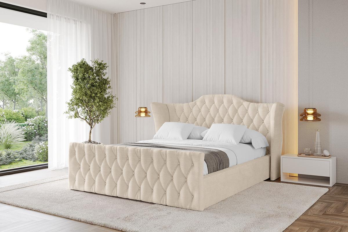 POLSTERBETT mit Bettkasten, Fußteil und Lattenrost, Boxbett mit Matratze H3/H4 - ZORAN-Z 120x200 Beige - Creme, Holzwerkstoff/Textil (120/200cm) - ALTDECOR