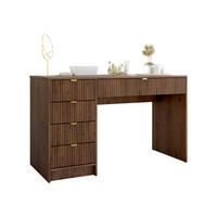 SCHREIBTISCH Tireno - Goldfarben/Nussbaumfarben, Holzwerkstoff/Metall (120/55/76cm) - MIRJAN24