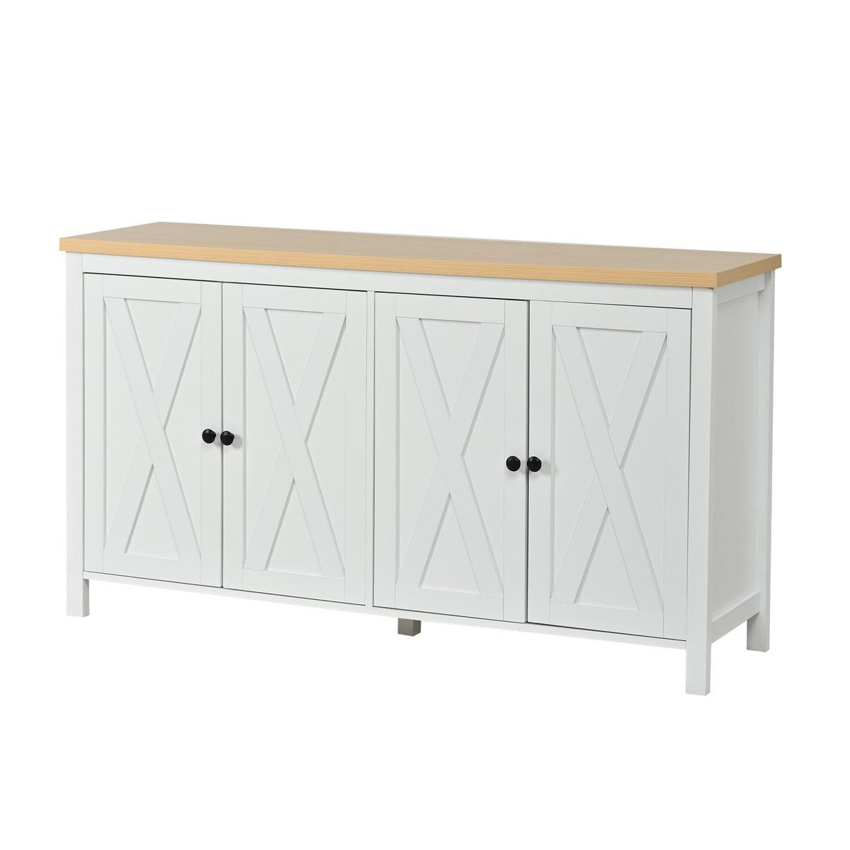 SIDEBOARD Weiß 4 Türen Multifunktional Schrank mit 2 Partitionen - Weiß, Holzwerkstoff (140/78/40cm) - Urban Meuble