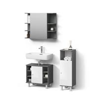 BADMÖBEL-SET Fucino Anthrazit 3 Teile, mit Midischrank - Anthrazit, Holzwerkstoff (80/64/21cm) - Livinity®