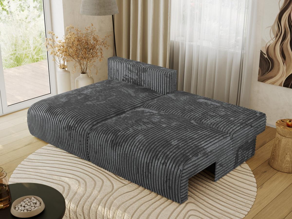 ECKSCHLAFSOFA VIVO L Dunkelgrau Cord - links - Dunkelgrau/Schwarz, Kunststoff/Textil (223/150cm) - MKS