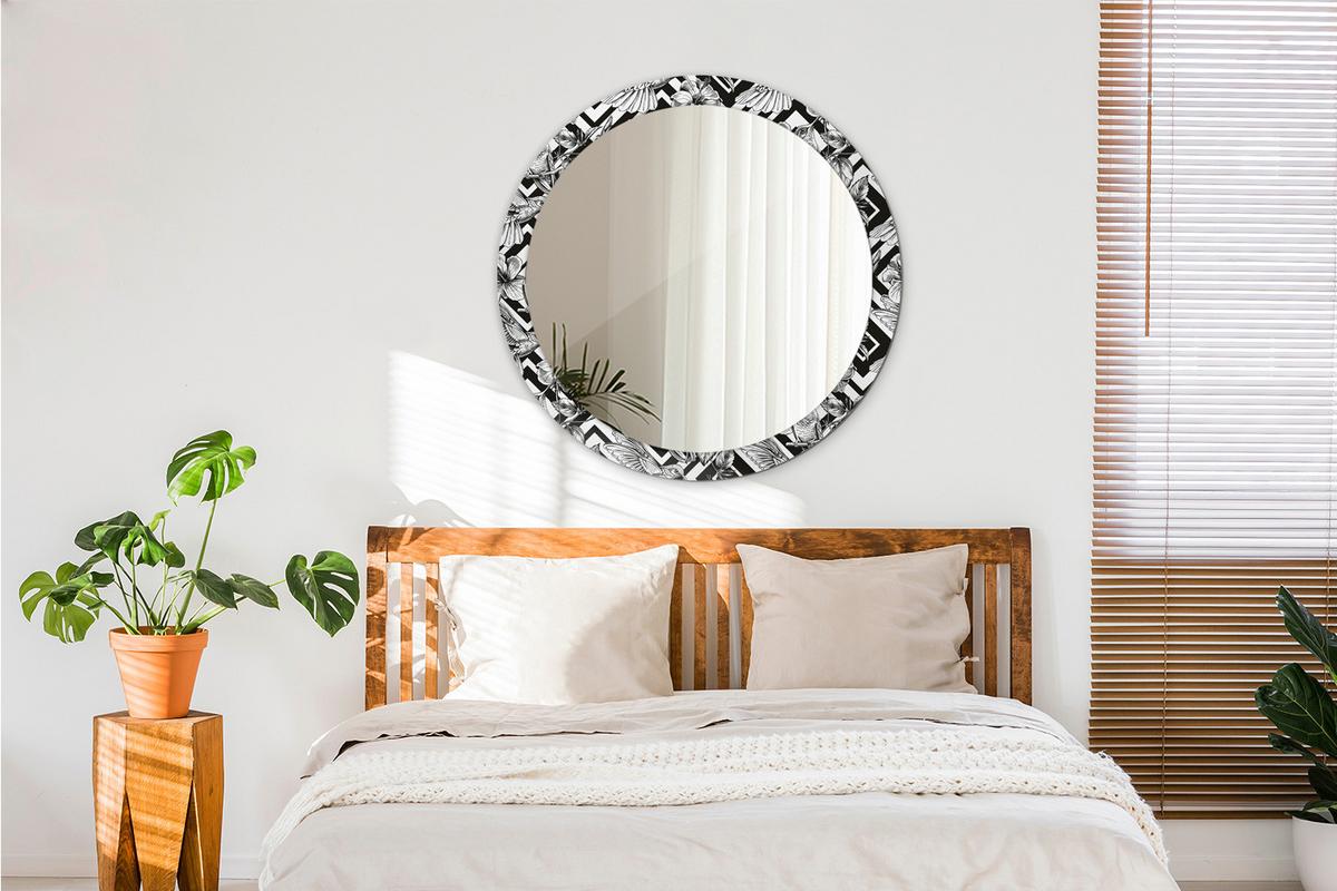 SPIEGEL Rund Ø 90 cm mit Aufdruck - Schwarz, Glas (90/90/0.4cm) - Wallfluent