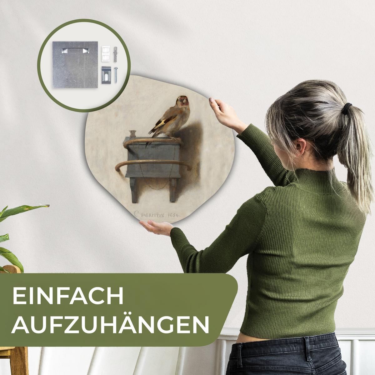 WANDBILD Stieglitz - Alter Meister - Carel Fabritius Wanddeko 40x40 cm - Grau, Kunststoff (40/40cm) - MuchoWow