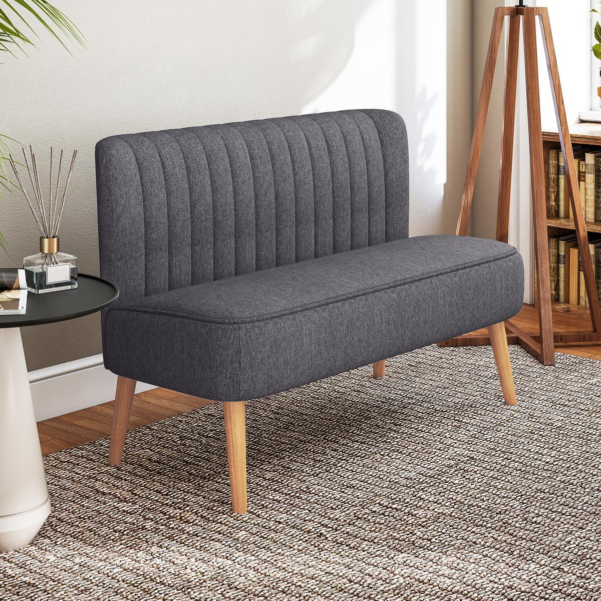 2-SITZER-SOFA Textil Dunkelgrau - Dunkelgrau/Naturfarben, Holz/Textil (56.5/77/117cm) - HOMCOM
