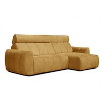 ECKSOFA KIMI 3-Sitzer, ausziehbarer Sitz, verstellbare Kopfstützen, senfgelb - Gelb/Schwarz, Holzwerkstoff/Textil (270/160cm) - Wozimo