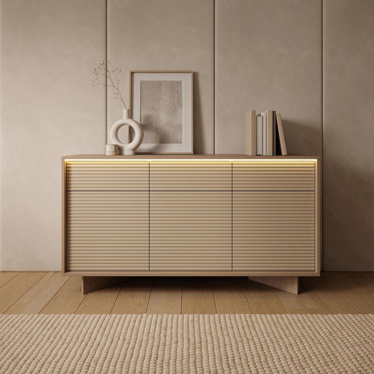 SIDEBOARD Semi 153 cm - Beige/Cappuccino, Holzwerkstoff (153.9/84.4/40cm) - Selsey