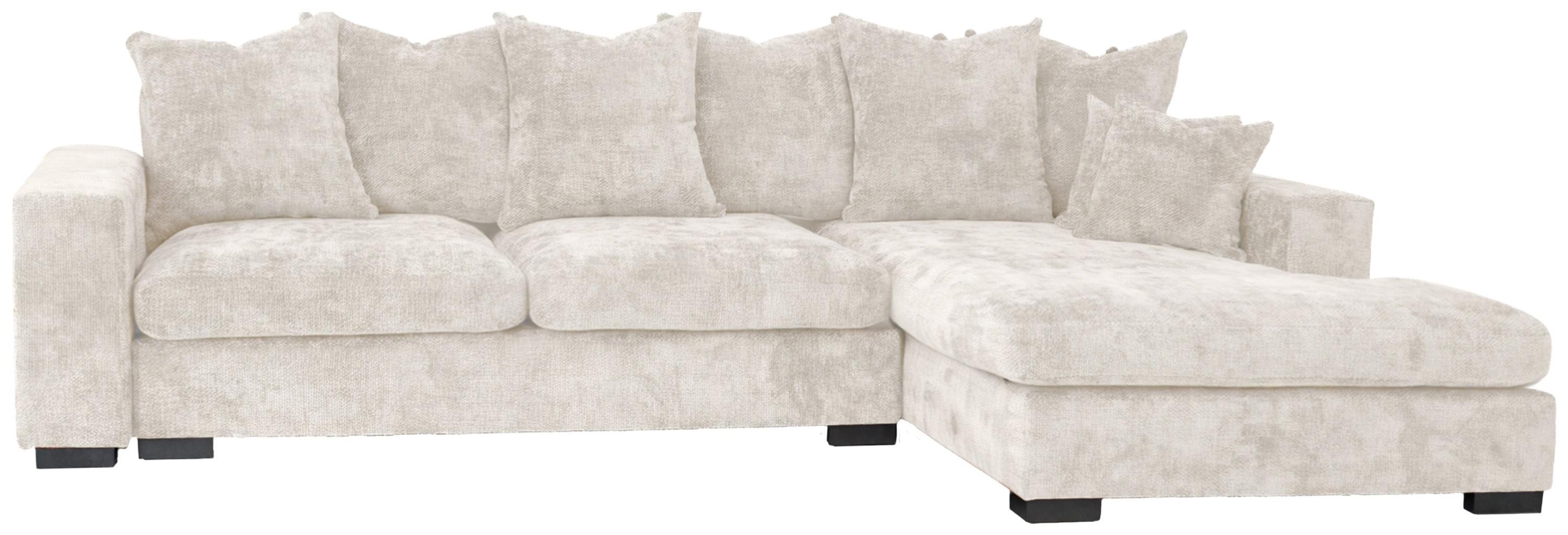 ECKSOFA Dahlia mit Schlaffunktion und Bettkasten in L-Form Rechts - Creme Chenille 285/92/155 cm - Creme/Schwarz, Kunststoff/Textil (155/285cm) - WFL GROUP