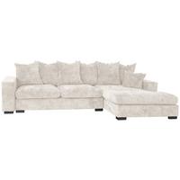 ECKSOFA Dahlia mit Schlaffunktion und Bettkasten in L-Form Rechts - Creme Chenille 285/92/155 cm - Creme/Schwarz, Kunststoff/Textil (155/285cm) - WFL GROUP