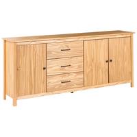 SIDEBOARD mit 3 Türen Kiefernholz Hellbraun Leonora - Hellbraun, Holz (190/80/40cm) - Beliani