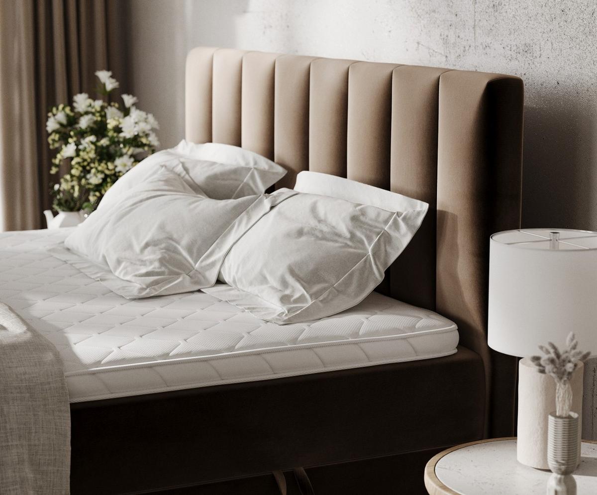 BOXBETT Bari 140/200 cm Braun im Paros Stoff - Braun, Holz/Holzwerkstoff (140/200cm) - AltaBeds