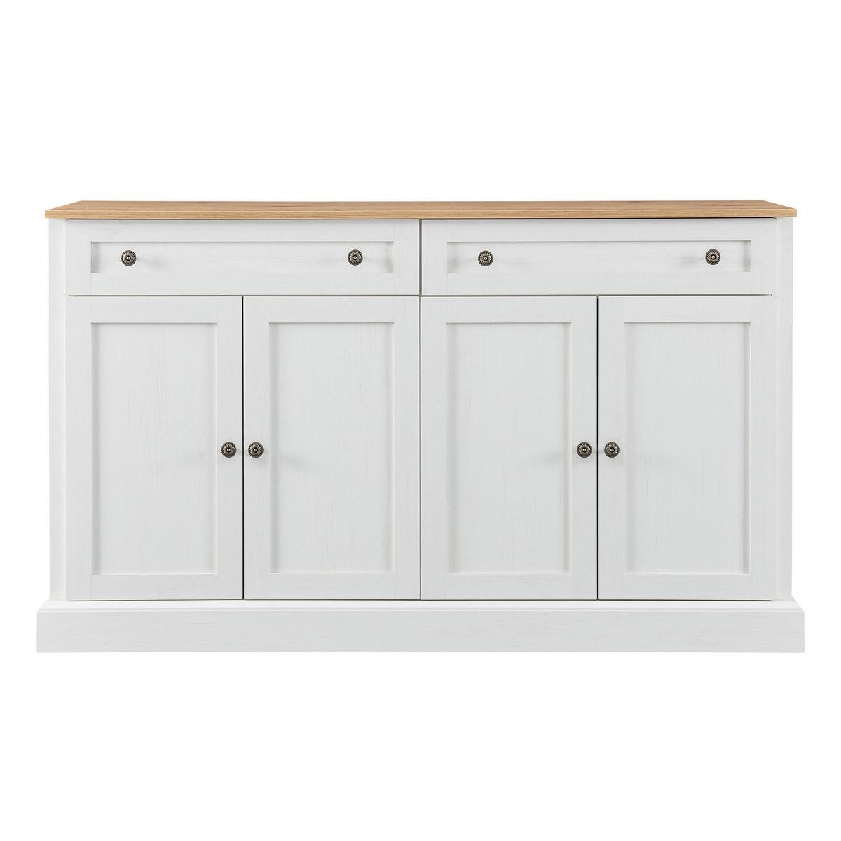 SIDEBOARD 150 cm in Antik Weiß & Natur - Weiß/Naturfarben, Holzwerkstoff (150/86/40cm) - Urban Meuble