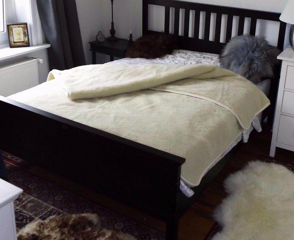 TAGESDECKE Merinowolle sehr dick Naturfarben 200/100 cm - Beige/Weiß, Fell (100/200cm) - Provellus