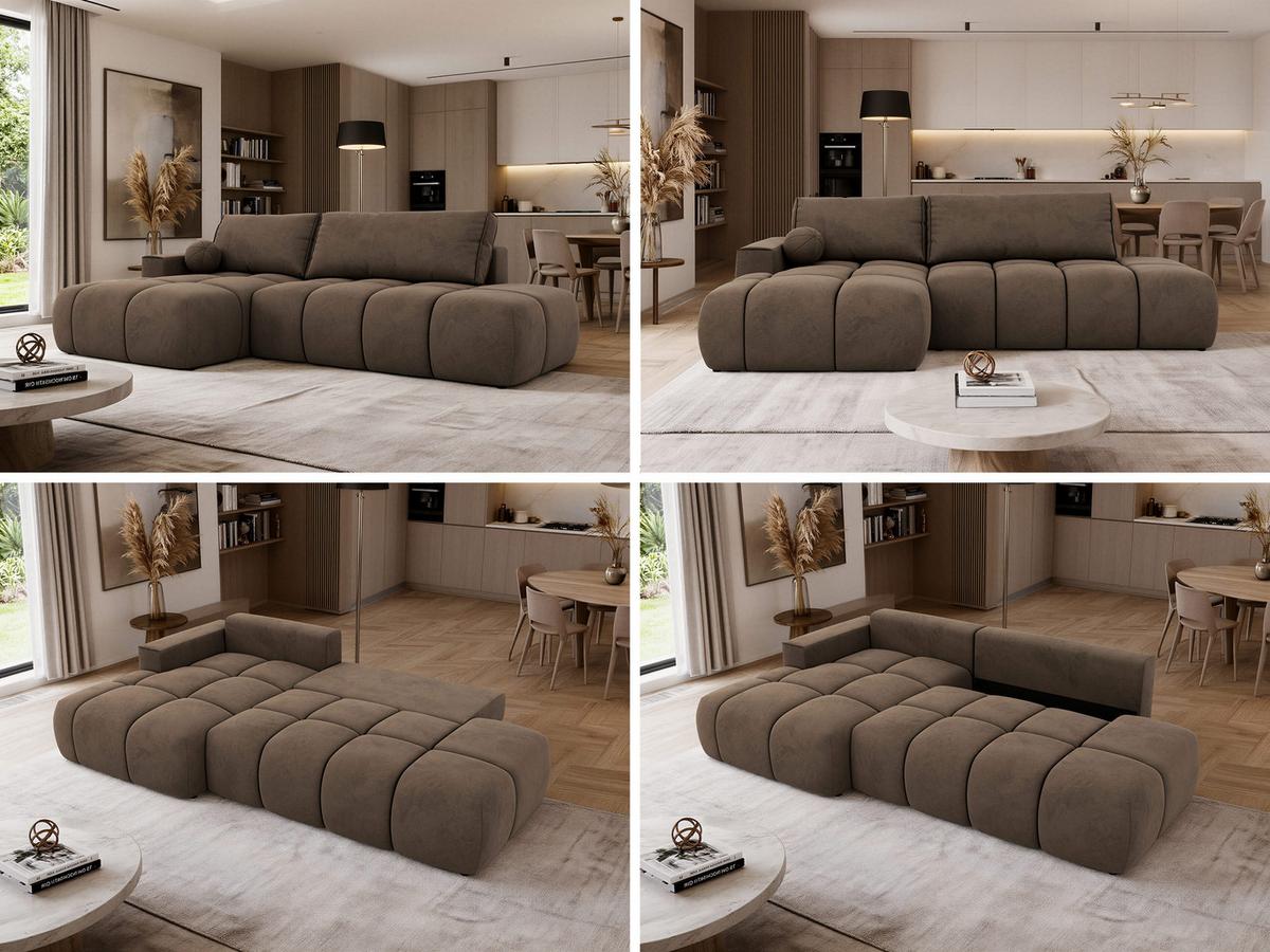 ECKSOFA LORAN L Braun Velvet - Links - Schwarz/Braun, Kunststoff/Textil (170/292cm) - MKS