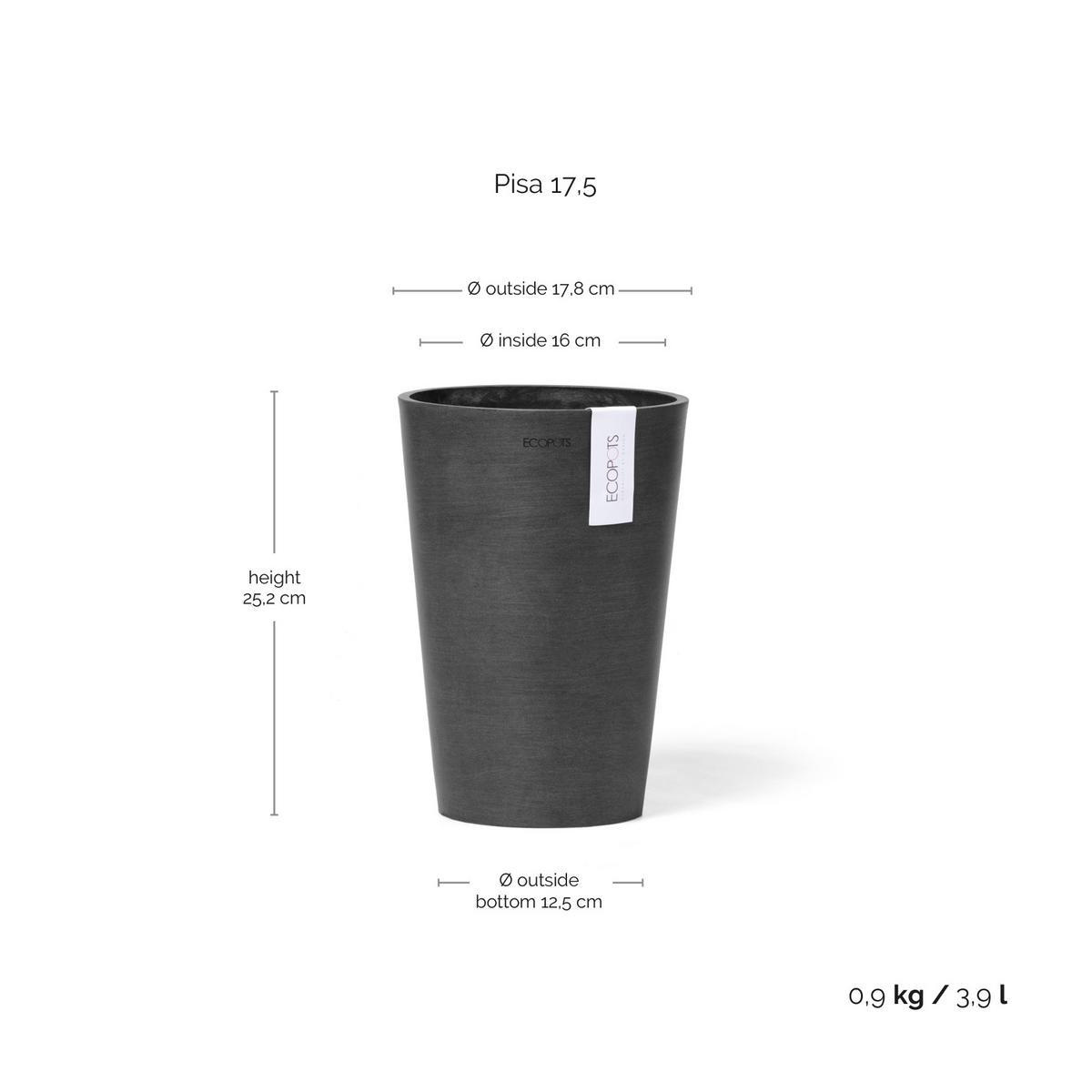 BLUMENTOPF Pisa 17,8/25,2 cm Dunkelgrau - Dunkelgrau, Kunststoff (17.8/25.2cm) - Ecopots