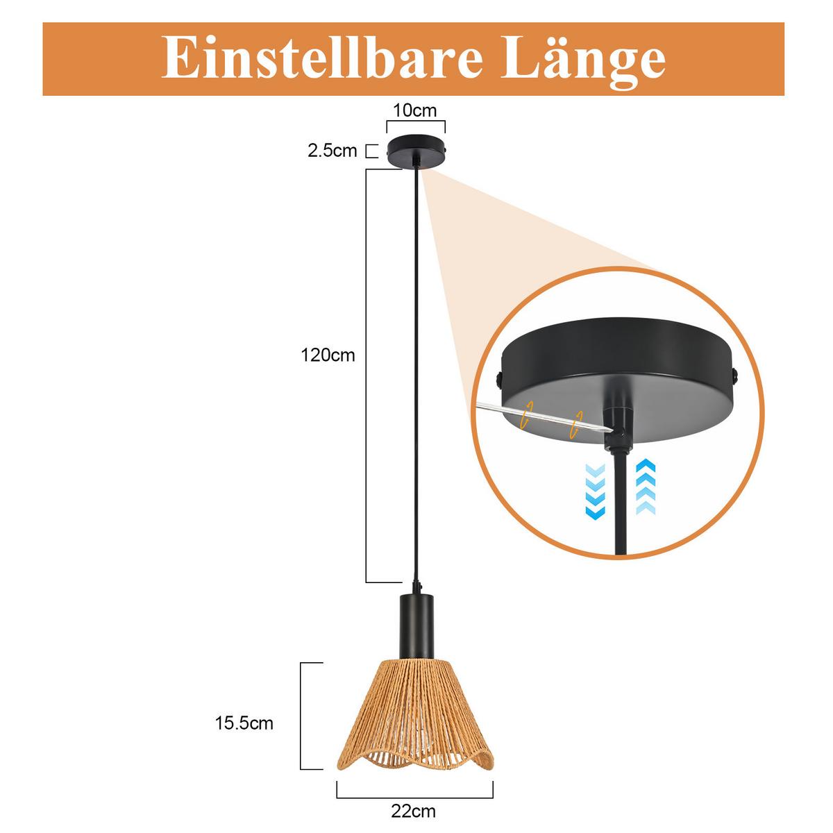PENDELLEUCHTE Yvonne 22/10/120 cm - Braun, Metall (22/10/120cm) - ZMH