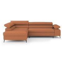 ECKSCHLAFSOFA Mellow mit Bettkasten, Ziegelrot, links - Rostfarben/Schwarz, Textil (270/205cm) - Beautysofa