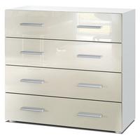 KOMMODE Pavos Creme Hochglanz - Creme, Holzwerkstoff (76/72/35cm) - Vladon