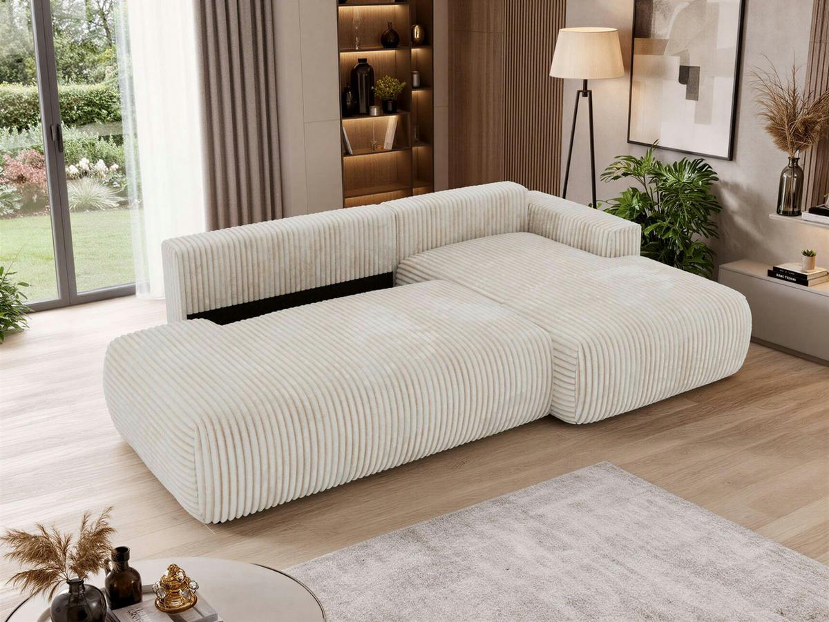 ECKSOFA TAREN L Beige Cord - Rechts - Beige/Schwarz, Kunststoff/Textil (292/170cm) - MKS