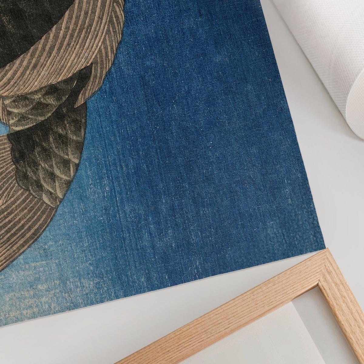 POSTER - 59x42 cm (A2) - Hokusai - Karpfen im Seetang - Blau, Textil (59.4/42/0.1cm) - TULUP