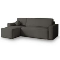 ECKSOFA RAVELO P Graphitfarben Kordstoff mit Schlaffunktion - Graphitfarben/Grau, Holz/Kunststoff (240/140cm) - MASSENO