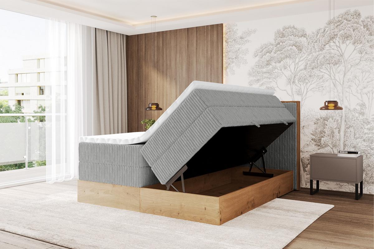 BOXSPRINGBETT LOLLI9 -KING 120x200 - H3/H4 Grau - Grau, Holzwerkstoff (120/200cm) - ALTDECOR