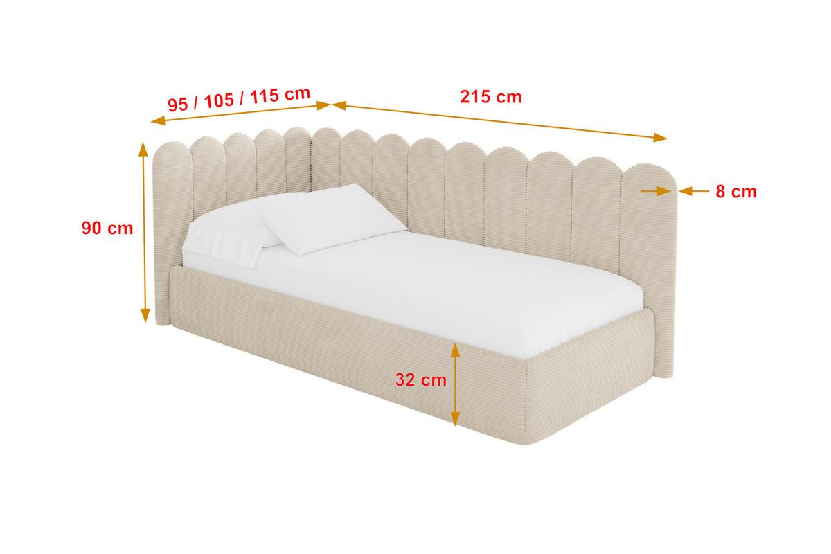 EINZELLBETT Jugendbett mit Bettkasten, Rechts - ARTY 80x200 Beige - Kaschmir, Holzwerkstoff/Textil (80/200cm) - ALTDECOR