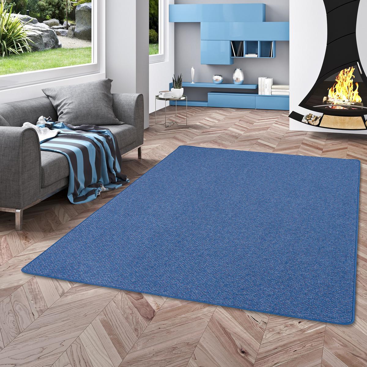 SCHLINGEN TEPPICH ALMA MELIERT - Blau, Textil (80/200cm) - Snapstyle