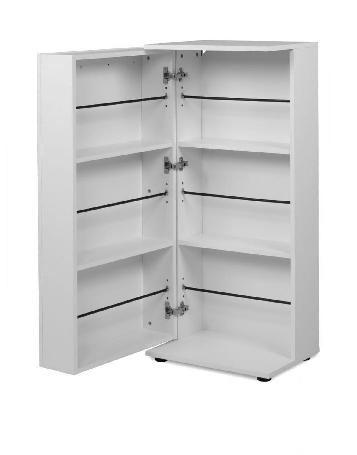 SCHUHSCHRANK weiß 50 cm, Schuhkommode aufklappbar für 12 Paar Schuhe - Silberfarben/Schwarz, Holzwerkstoff/Kunststoff (50/110/34cm) - Furn.Design