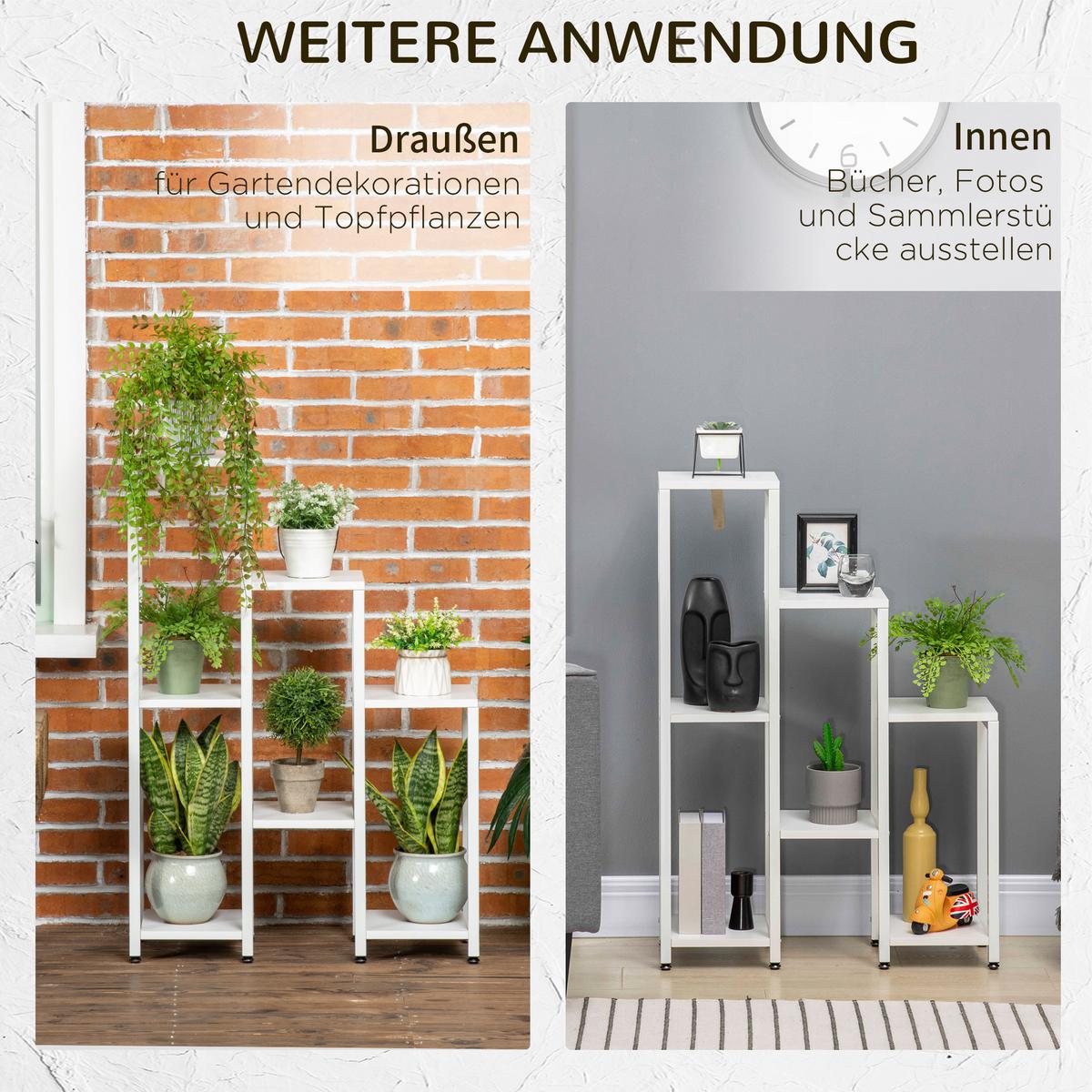 BLUMENSTÄNDER MDF Stahl Weiß - Weiß, Kunststoff (23/94.5/65cm) - Outsunny