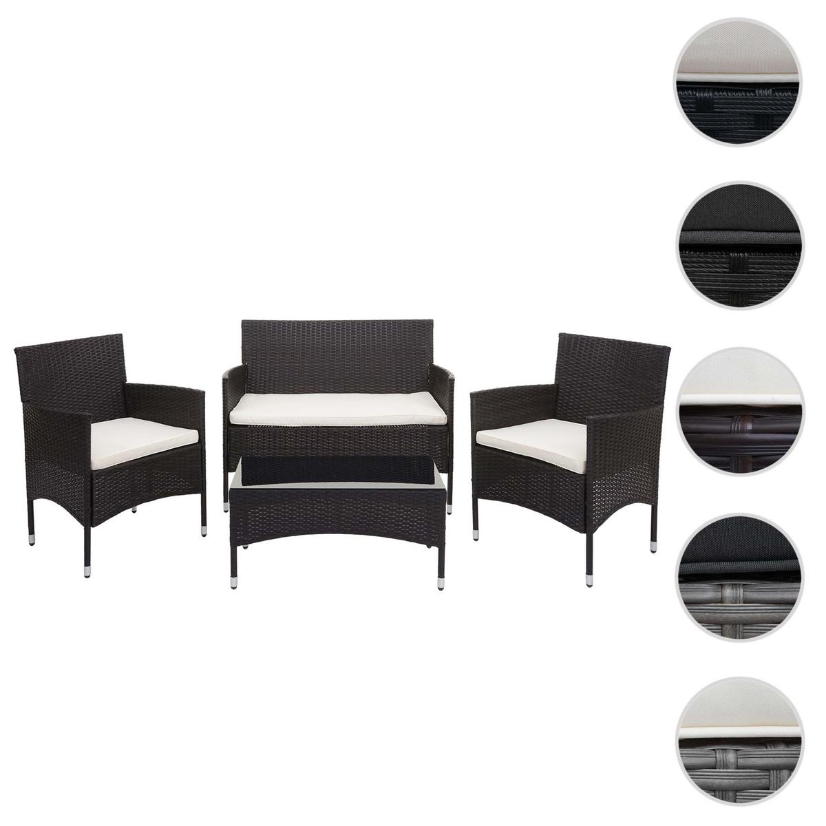 POLY-RATTAN GARNITUR Braun, Cremeweiß - Braun/Weiß, Kunststoff - MCW