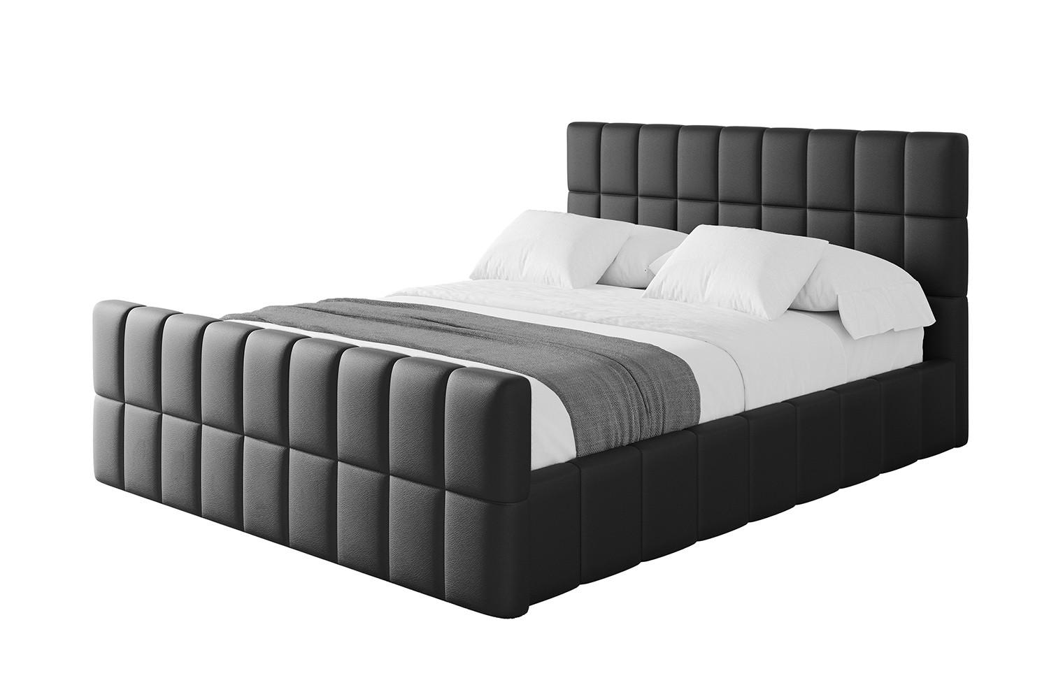 POLSTERBETT mit Bettkasten, Fußteil und Lattenrost, Boxbett ohne Matratze - AMEA-Z 180x200 Schwarz Kunstleder - Schwarz Hochglanz, Holzwerkstoff/Textil (180/200cm) - ALTDECOR