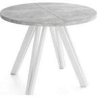 ESSTISCH Ravero runder ausziehbarer, Beton grau 100-180/100/77 cm - Hellgrau/Weiß, Holz/Holzwerkstoff (100/180/76.5cm) - WFL GROUP