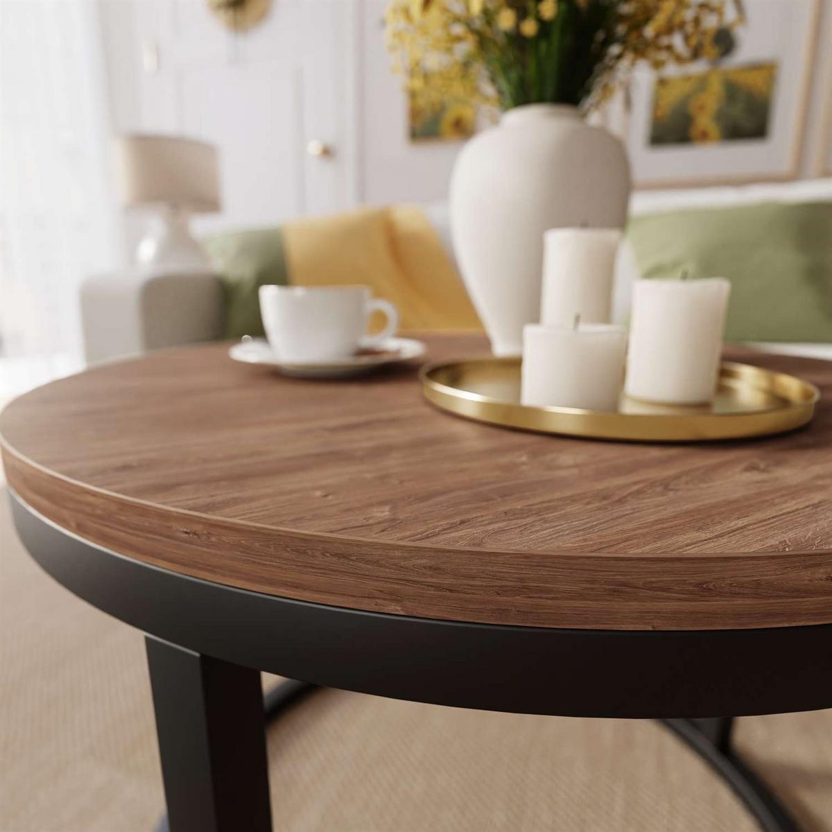 COUCHTISCH CIRI Eichenholz Sterling - Eichefarben/Schwarz, Holzwerkstoff (60/60/42cm) - Lookway