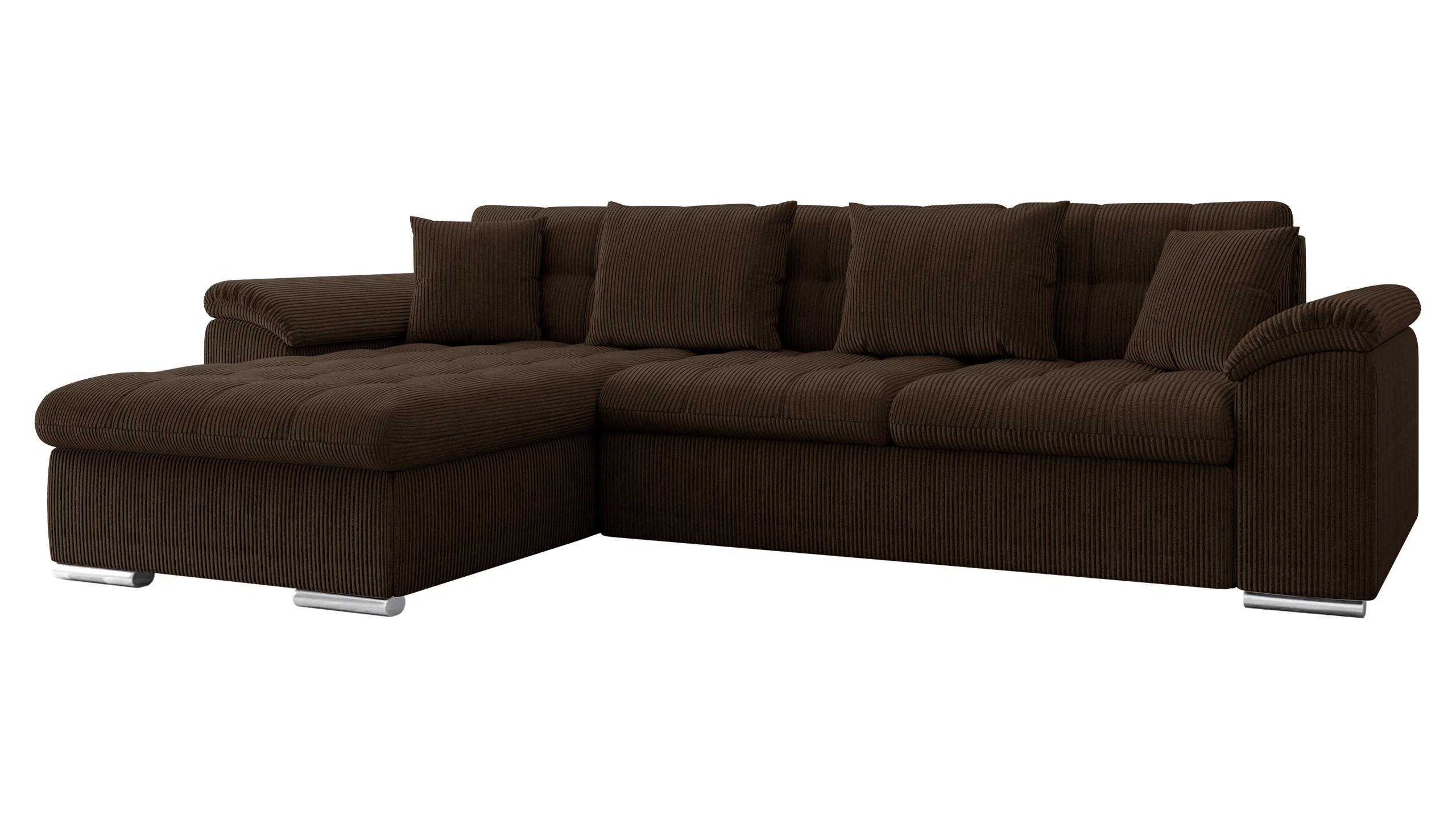 ECKSOFA Diana Cord, Seite: Links - Nussbaumfarben, Holz/Textil (280/160cm) - MIRJAN24