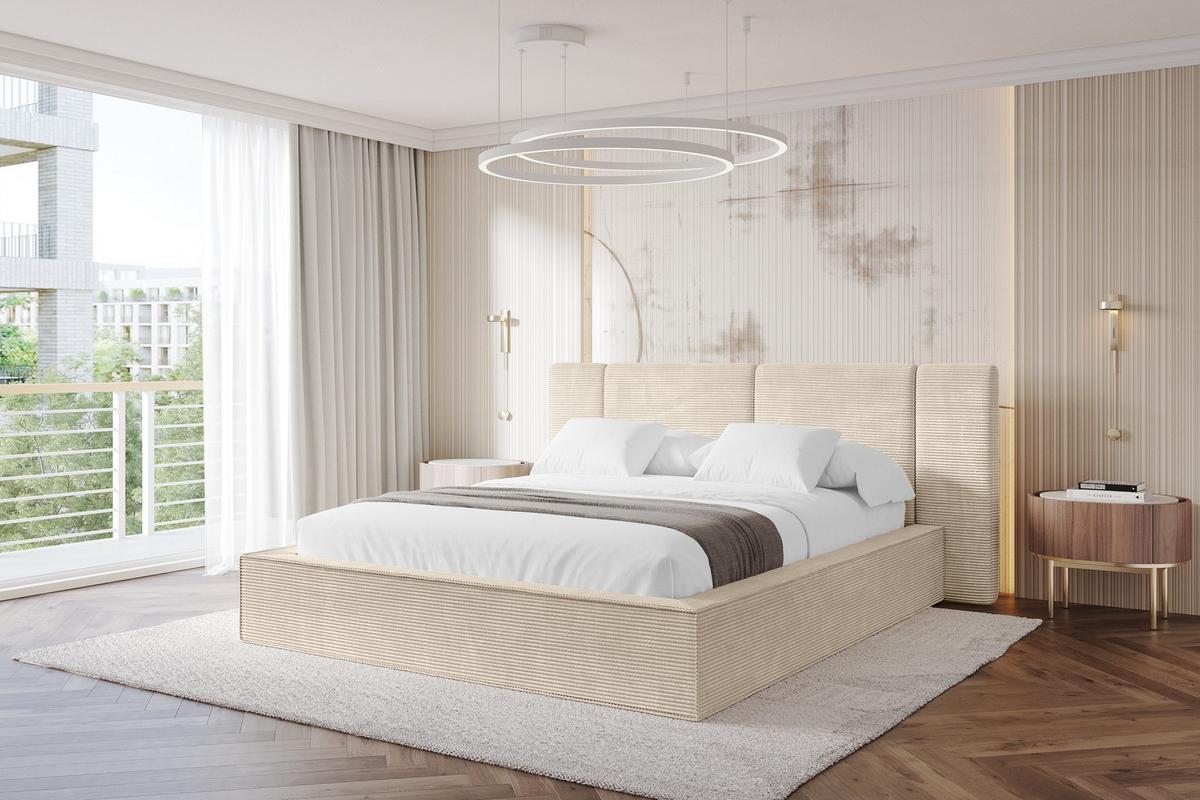 POLSTERBETT mit Bettkasten und Lattenrost, Bett mit Matratze H3/H4 - RIVO 120x200 Beige - Creme, Holzwerkstoff/Textil (120/200cm) - ALTDECOR