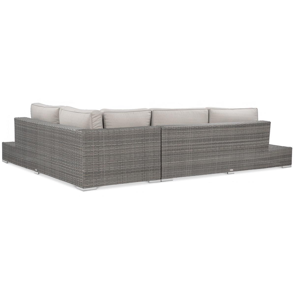 GARTENSET Firenze, aus Technorattan, Ecksofa und Kaffeetisch, für 4 Personen, Dunkelgrau - Dunkelgrau/Beige, Naturmaterialien - Beautysofa