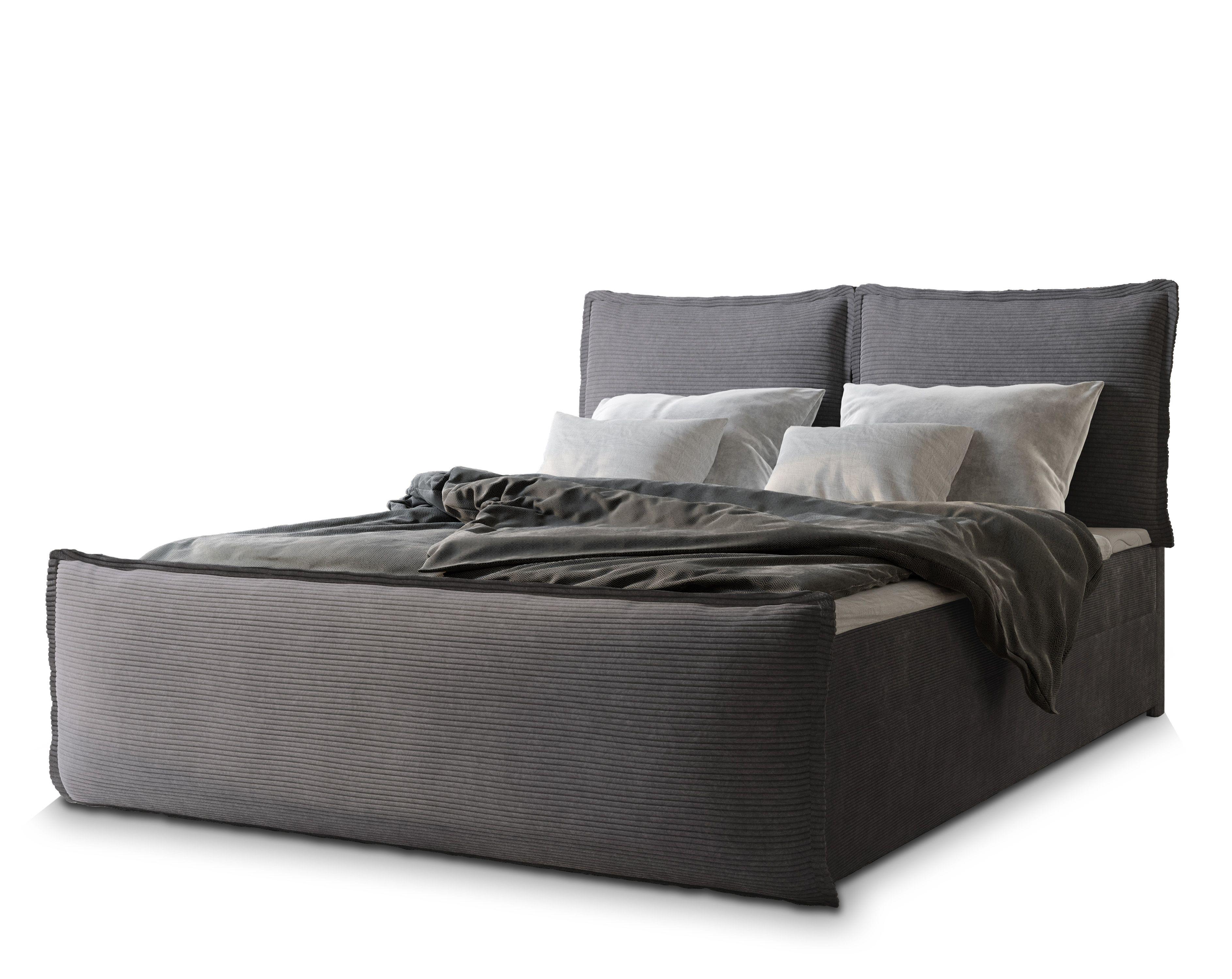 BOXBETT MONTA 140x200 cm mit Matratze und Topper - Graphitfarben - Graphitfarben, Holz (140/200cm) - MASSENO