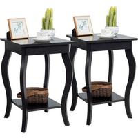 NACHTTISCH 60cm Schwarz(2er-Set) - Schwarz, Holz (40/40/60cm) - COSTWAY