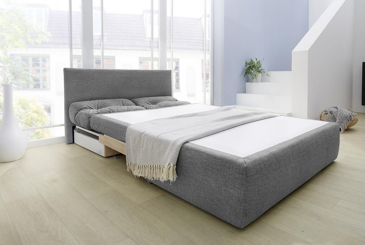 SCHLAFSOFA mit Bettkasten B136/T85/H86 cm, Liegefläche 130x193 cm, Mikrofaser Grau / 15119 - Dunkelgrau/Schwarz, Textil (136/86/85cm) - luma-home