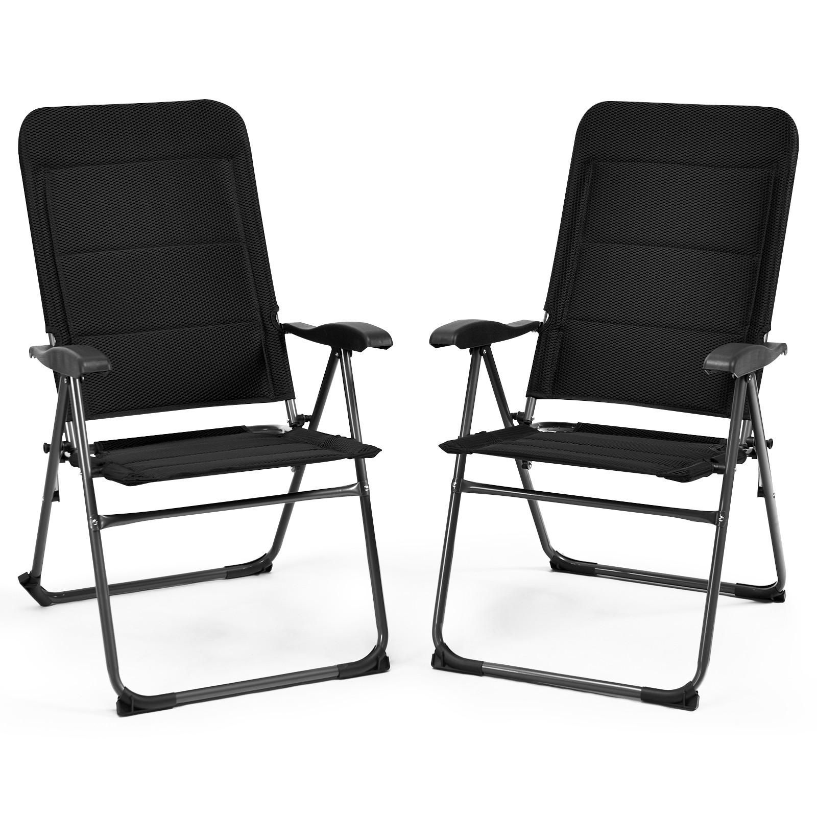 KLAPPSTUHL Schwarz(2er-Set) - Schwarz, Textil (76/103.5/60cm) - COSTWAY