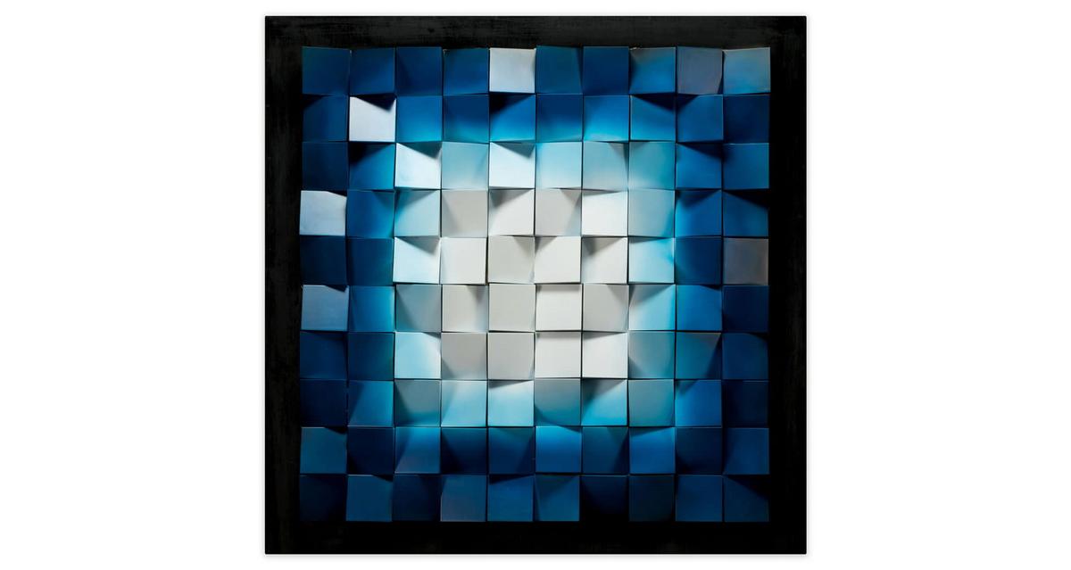 WANDBILD Blau 75/75 cm - Blau/Weiß, Holz/Kunststoff (6.8/75cm) - KUNSTLOFT