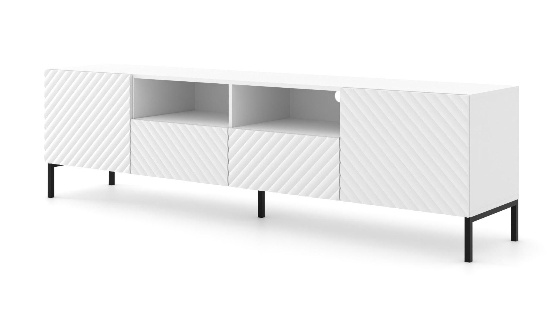 TV LOWBOARD Weiß, Schwarz 200/56/42 - Schwarz/Weiß, Holzwerkstoff (200/56/42cm) - RAUMHIRSCH FURNITURE
