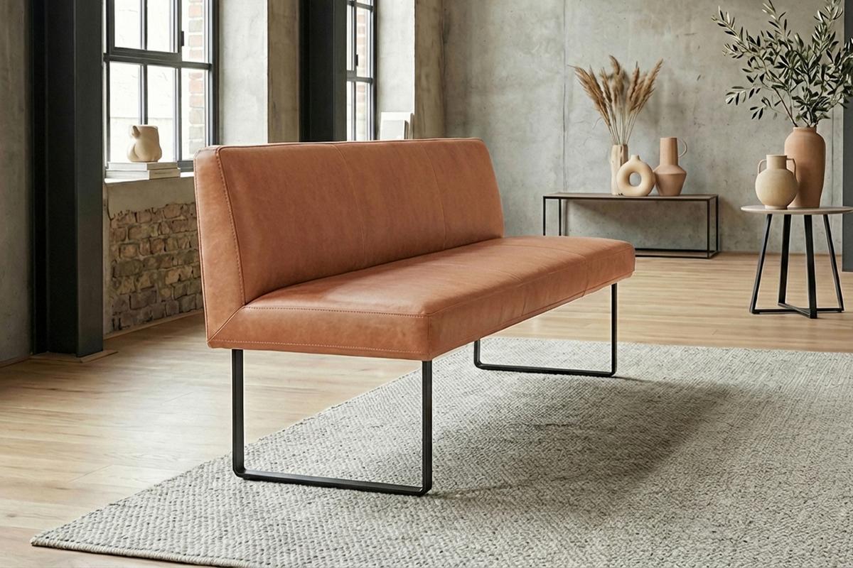 ESSZIMMERBANK ELEEN Braun Leder - Braun, Leder (143/85/69cm) - KAWOLA
