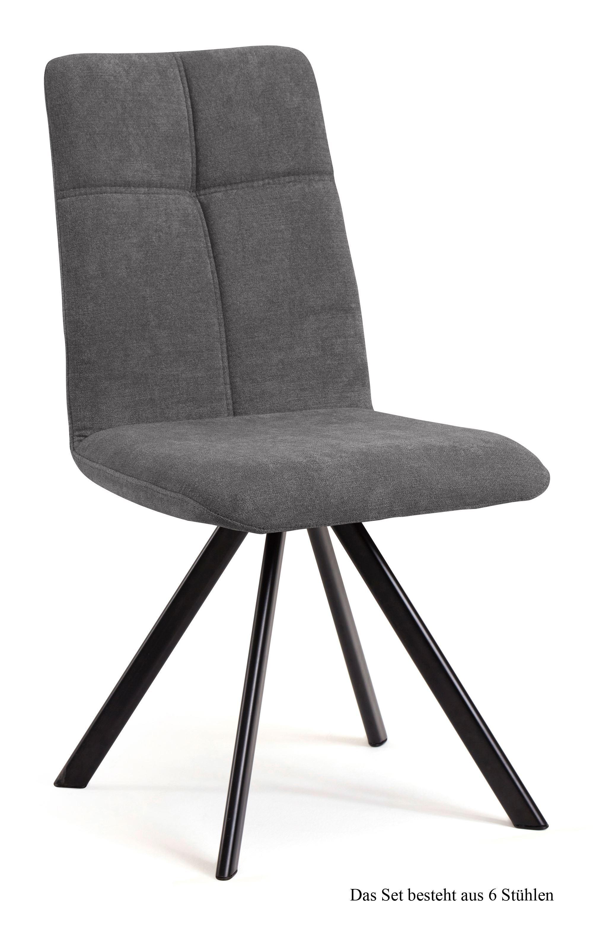 ESSZIMMERSTUHL (6er-Set) Davyd 47x92x60 Schwarz/Grau - Schwarz/Grau, Kunststoff (60/92/47cm) - 58aufmkessel