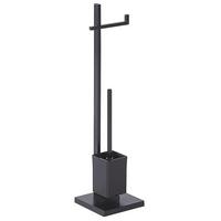 TOILETTENPAPIERHALTER mit Bürste Metall Schwarz Ulapes - Schwarz, Metall (18/70/18cm) - Beliani
